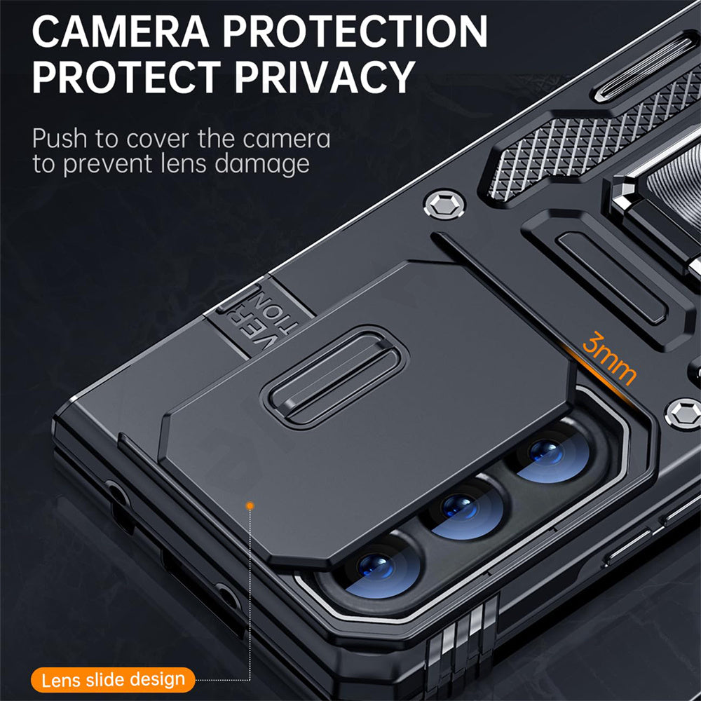 Shockproof Z Fold 6, 5, 4 Ring Stand Cam Slide Case