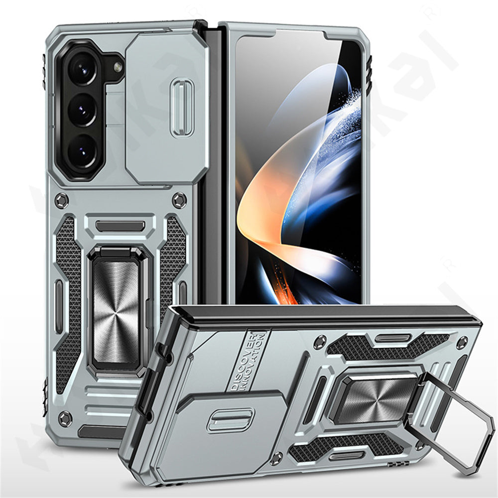 Shockproof Z Fold 6, 5, 4 Ring Stand Cam Slide Case