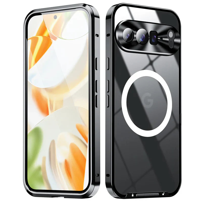 Magnetic Transparent Pixel 9, 8 Series Shockproof Case with Metal Armor & MagSafe
