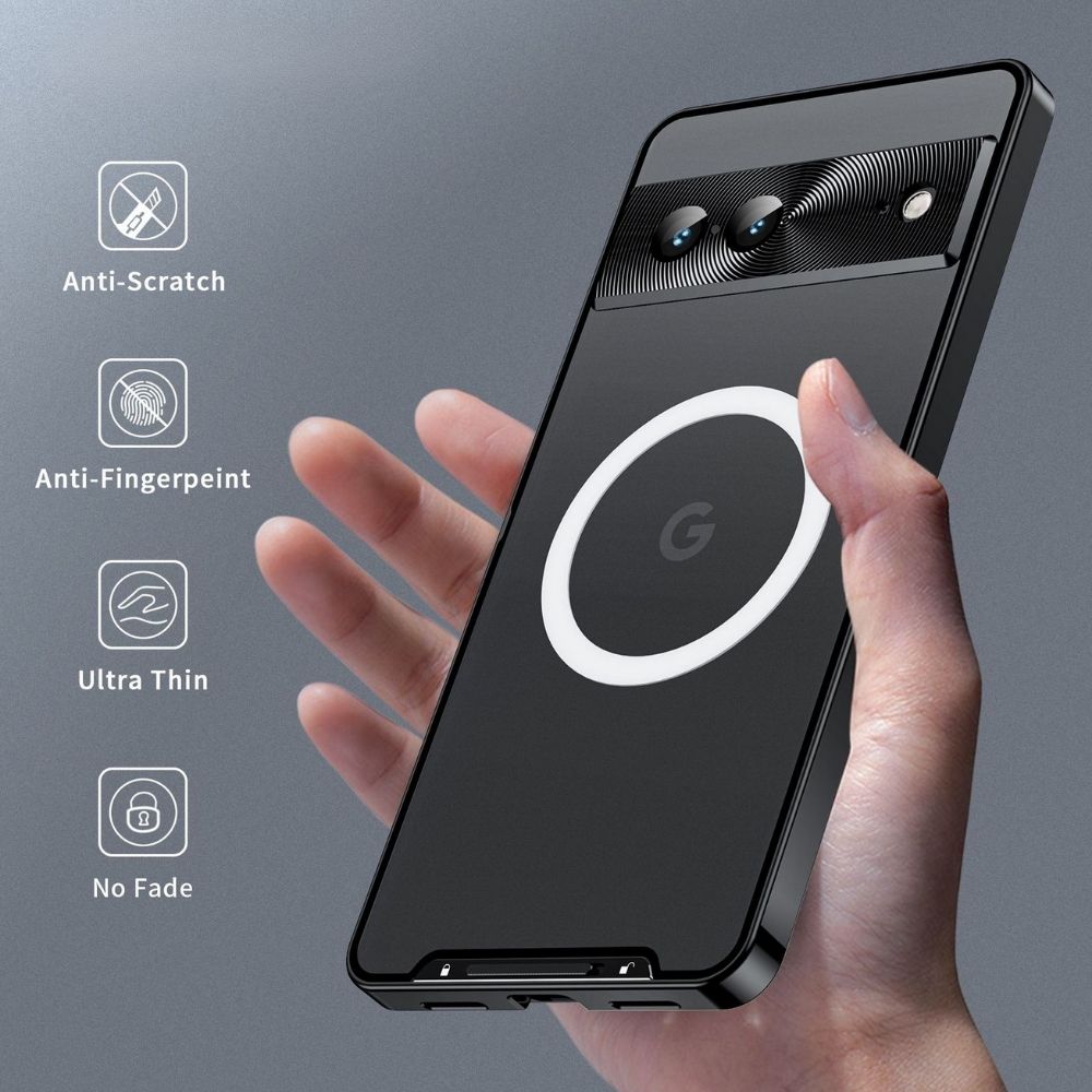 Magnetic Transparent Pixel 9, 8 Series Shockproof Case with Metal Armor & MagSafe