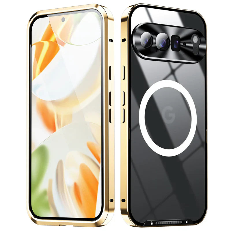 Magnetic Transparent Pixel 9, 8 Series Shockproof Case with Metal Armor & MagSafe