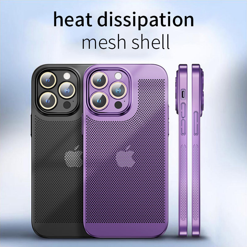 Electroplated Mesh Shell iPhone 16, 15, 14 Camera Protection Case