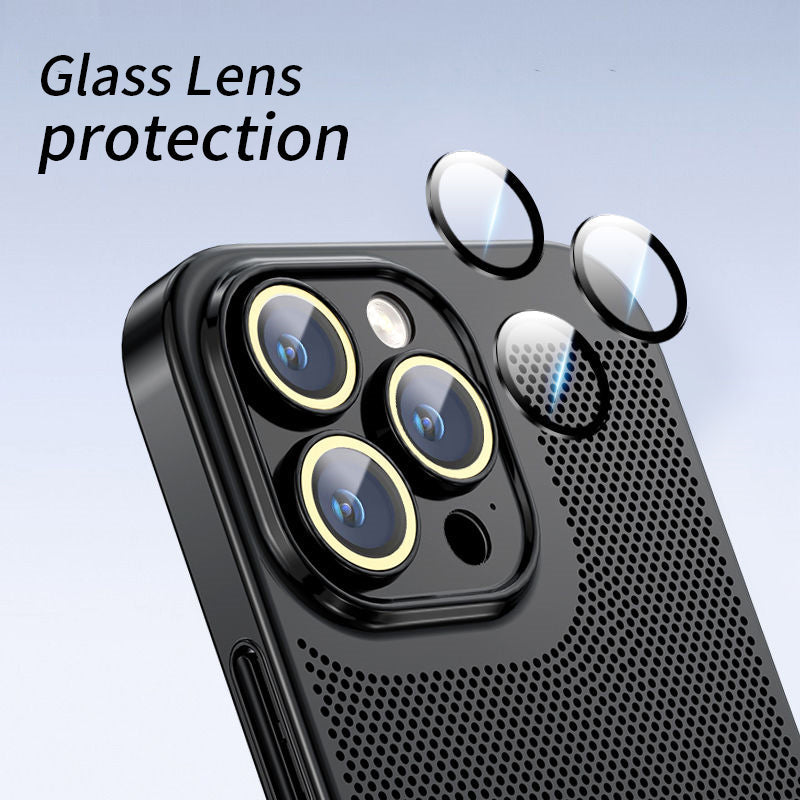 Electroplated Mesh Shell iPhone 16, 15, 14 Camera Protection Case