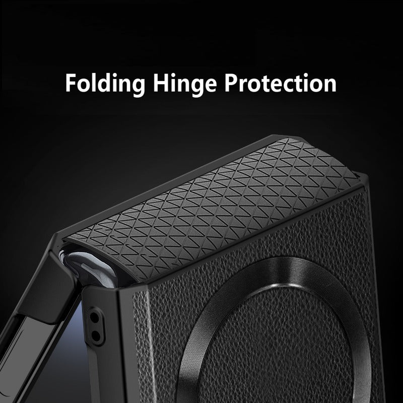 Leather Hinge Magnetic Kickstand Z Flip 6 Case