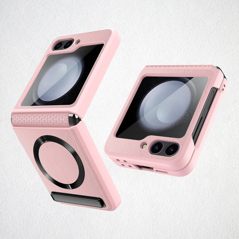 Leather Hinge Magnetic Kickstand Z Flip 6 Case