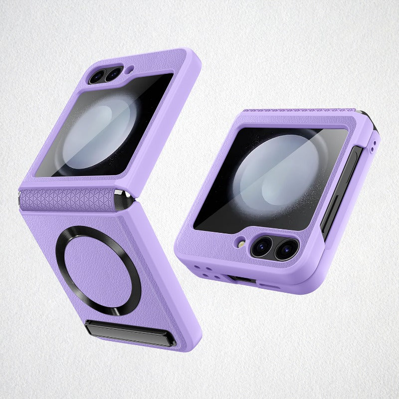 Leather Hinge Magnetic Kickstand Z Flip 6 Case