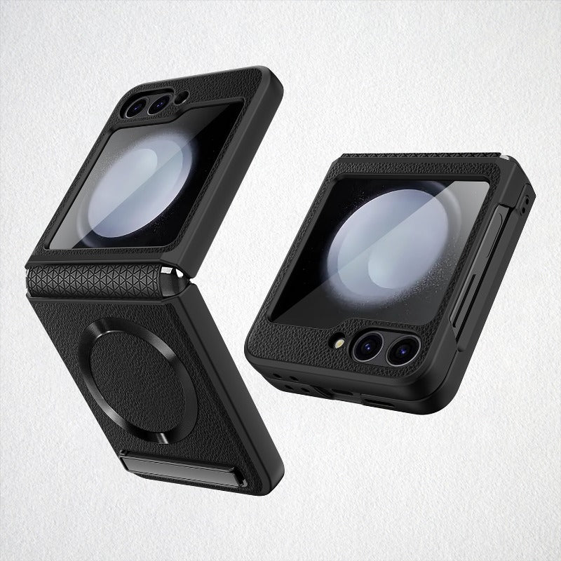 Leather Hinge Magnetic Kickstand Z Flip 6 Case