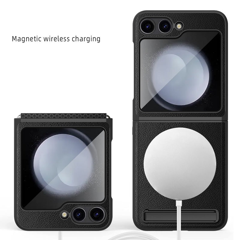 Leather Hinge Magnetic Kickstand Z Flip 6 Case