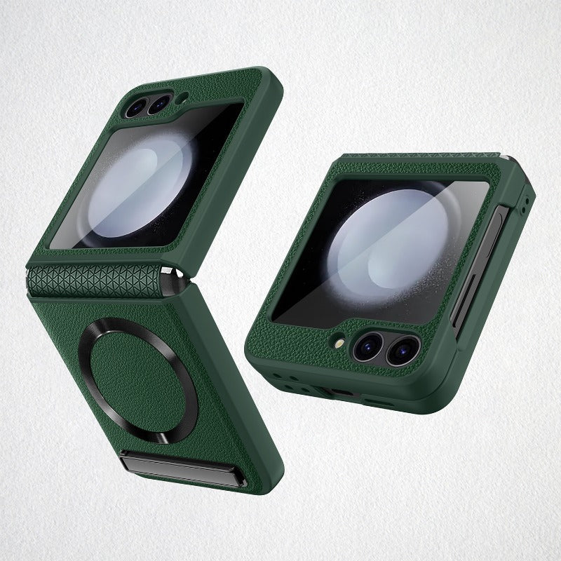 Leather Hinge Magnetic Kickstand Z Flip 6 Case