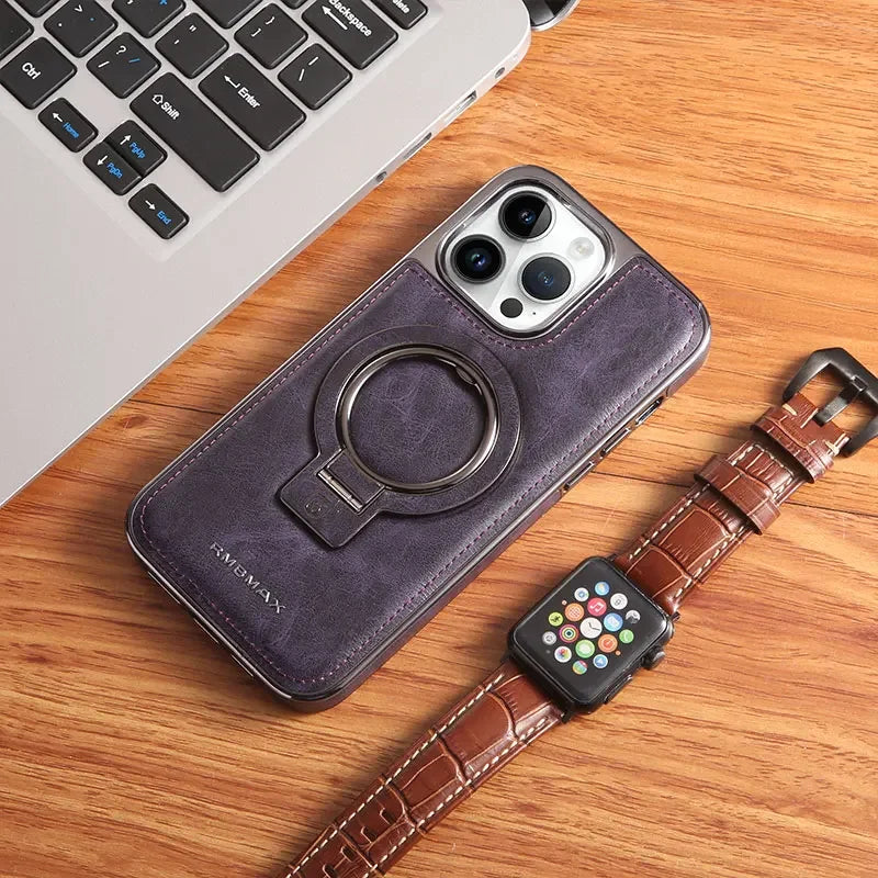 PrestigeFlex Leather MagSafe & Hidden Stand iPhone Case