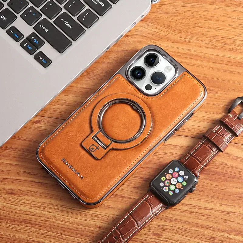 PrestigeFlex Leather MagSafe & Hidden Stand iPhone Case