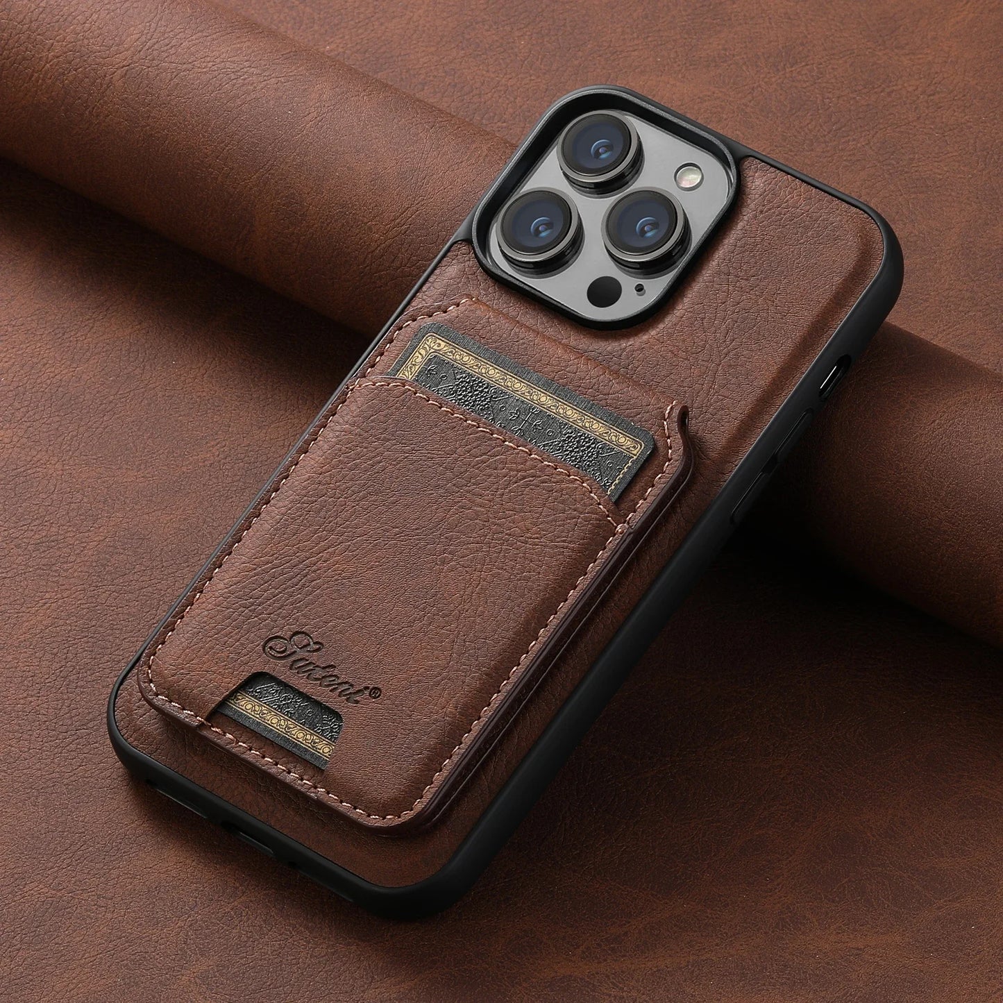 MagSafe Wallet Leather Card Holder & Kickstand Case for iPhone