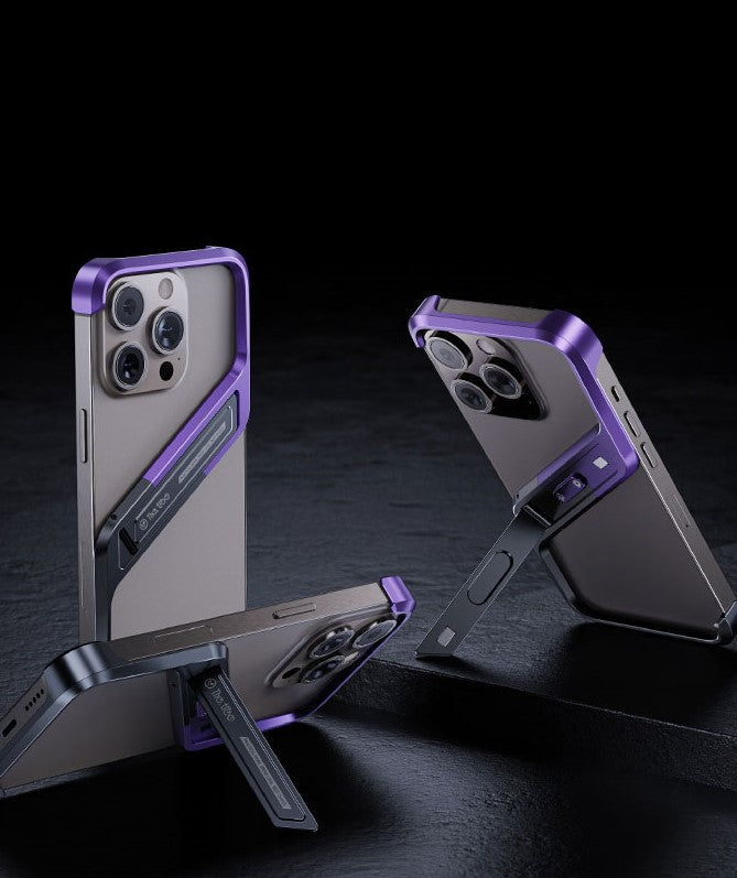 Aluminum iPhone 16, 15, 14 Pro Max Heat Dissipation & Invisible Kickstand Case