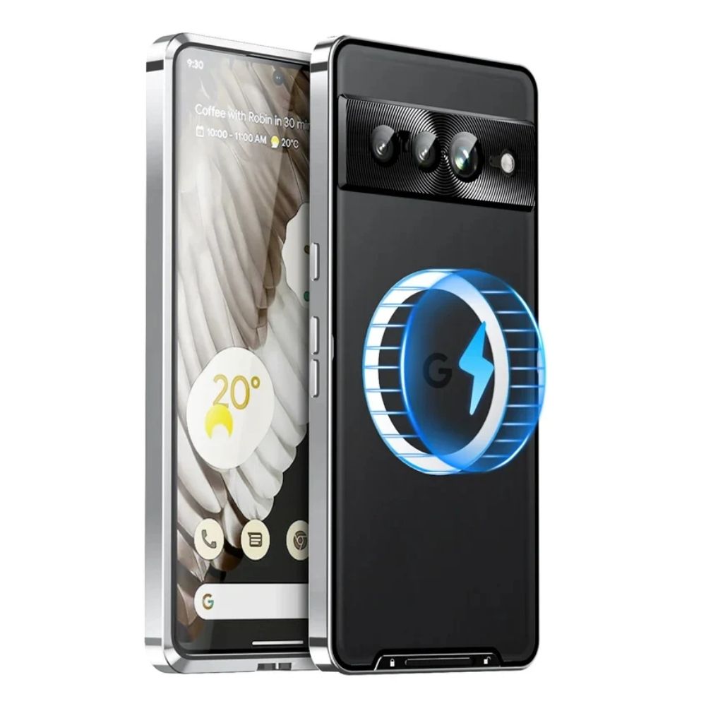 Magnetic Transparent Pixel 9, 8 Series Shockproof Case with Metal Armor & MagSafe