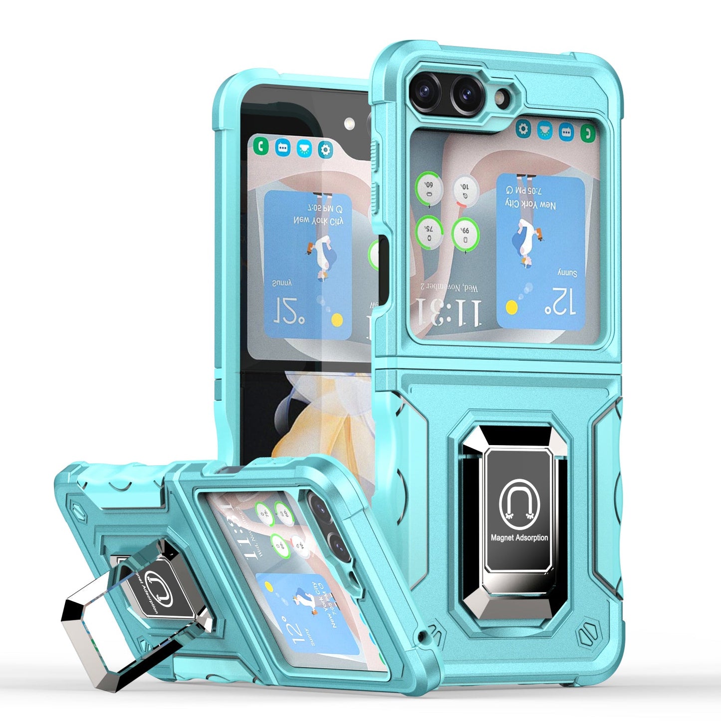 Defender Z Flip 6, 5, 4, 3 Defender Case Military-Grade with Magnetic Stand