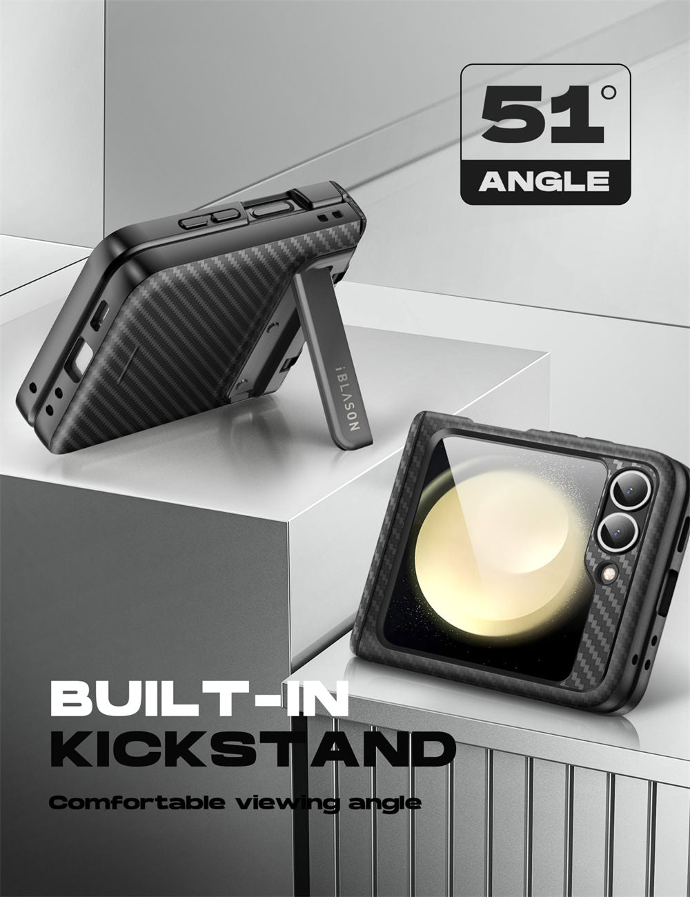 Rugged Z Flip 6, 5 - Screen Protector & Kickstand Case