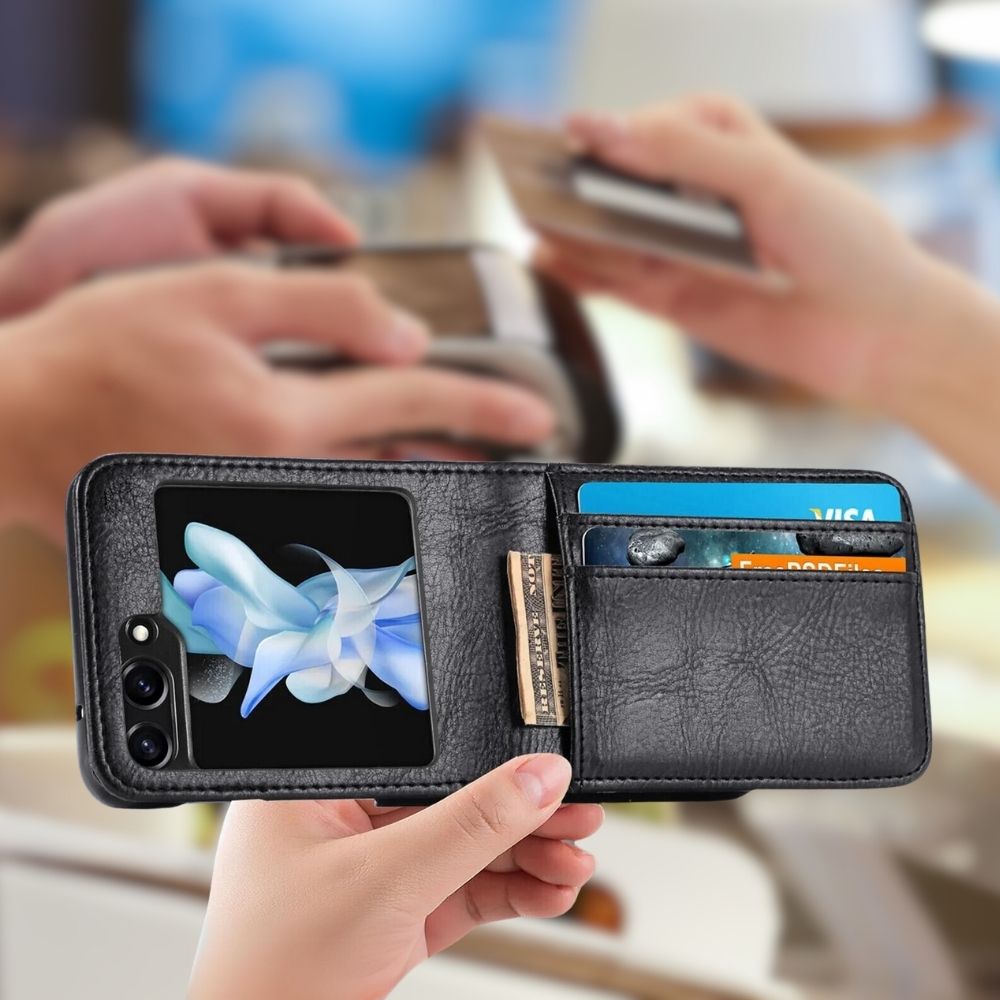 Shockproof Z Flip 6, 5 wallet Leather Case