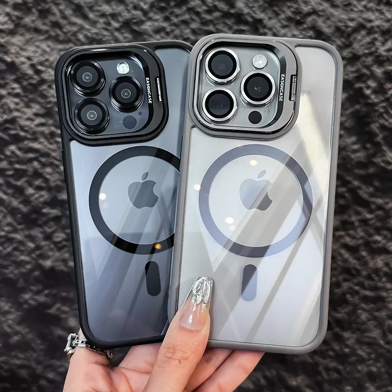 Clear MagSafe iPhone 16, 15, 14 Camera Ring & Kickstand Case