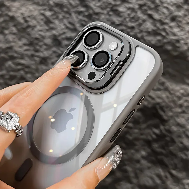 Clear MagSafe iPhone 16, 15, 14 Camera Ring & Kickstand Case