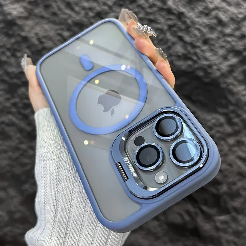 Clear MagSafe iPhone 16, 15, 14 Camera Ring & Kickstand Case