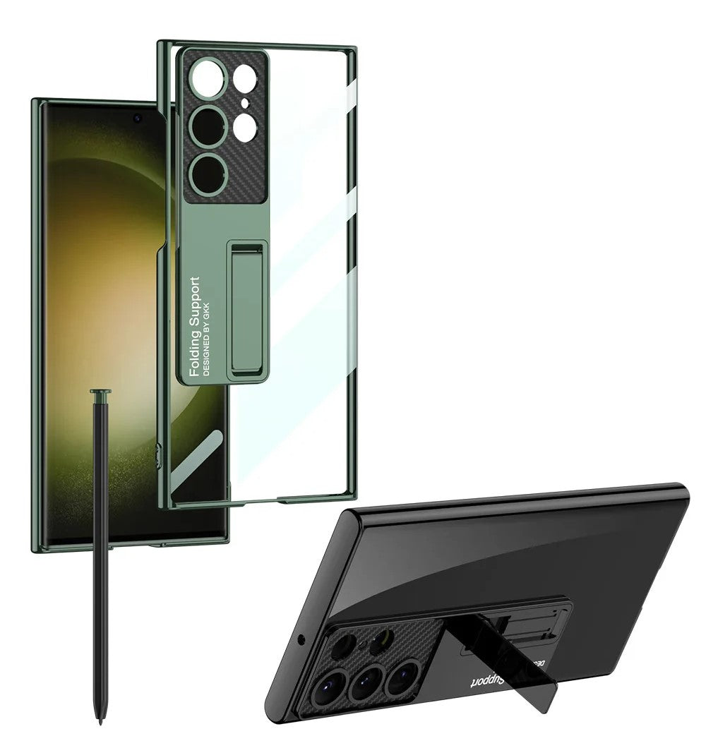 GlacierShield S25 Ultra – Electroplated Clear Case with Kickstand & Shockproof Protection
