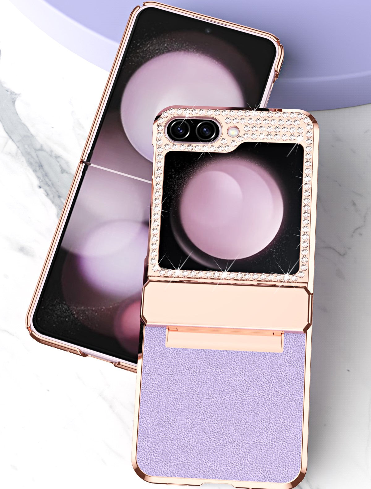 Diamond Z Flip 6, 5, 4 Electroplated Leather Case