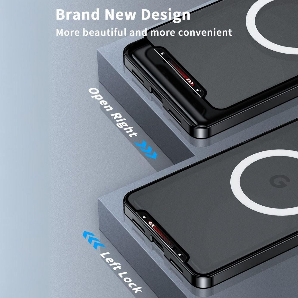 Magnetic Transparent Pixel 9, 8 Series Shockproof Case with Metal Armor & MagSafe