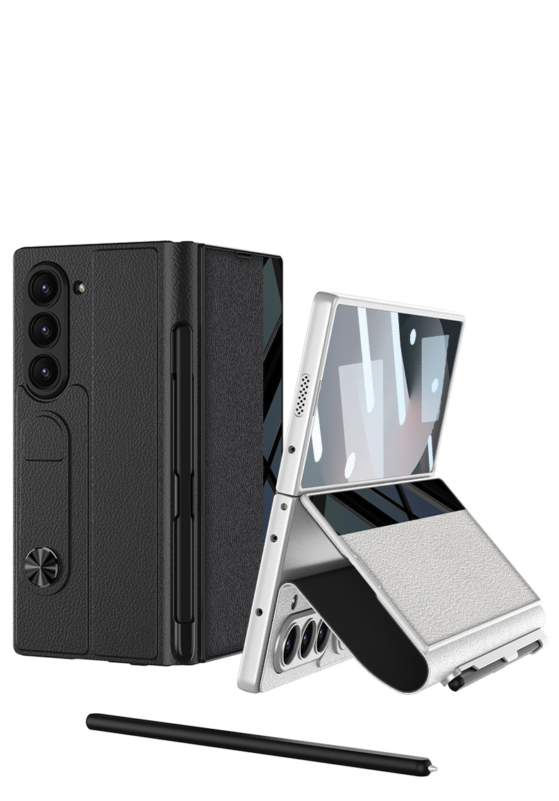 Leather Z Fold 6, 5 Mirror Window & Pen Slot Case