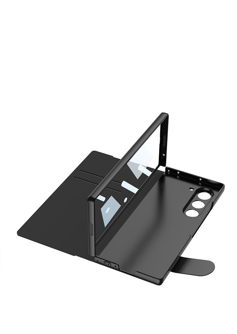 Leather Z Fold 6, 5 Mirror Window & Pen Slot Case