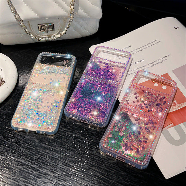 Quicksand Z Flip 6 ,5 ,4 ,3 Case Luxury Glitter Diamond Clear Cover
