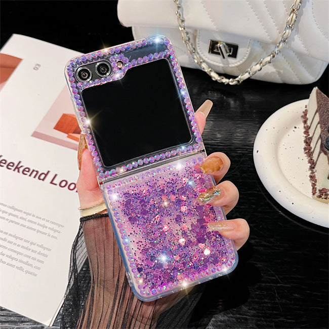 Quicksand Z Flip 6 ,5 ,4 ,3 Case Luxury Glitter Diamond Clear Cover