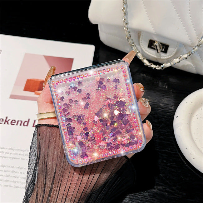 Quicksand Z Flip 6 ,5 ,4 ,3 Case Luxury Glitter Diamond Clear Cover