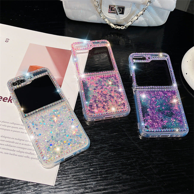 Quicksand Z Flip 6 ,5 ,4 ,3 Case Luxury Glitter Diamond Clear Cover
