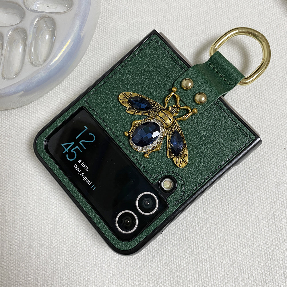 Diamond Leather Z Flip 6, 5, 4, 3 Ring Holder Strap Case