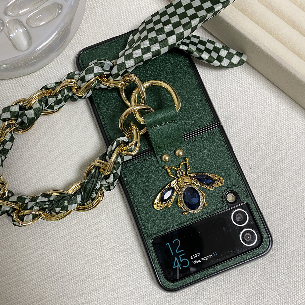 Diamond Leather Z Flip 6, 5, 4, 3 Ring Holder Strap Case