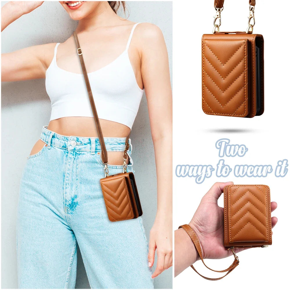 Wallet Leather Z Flip 6,5,4,3 Crossbody Case