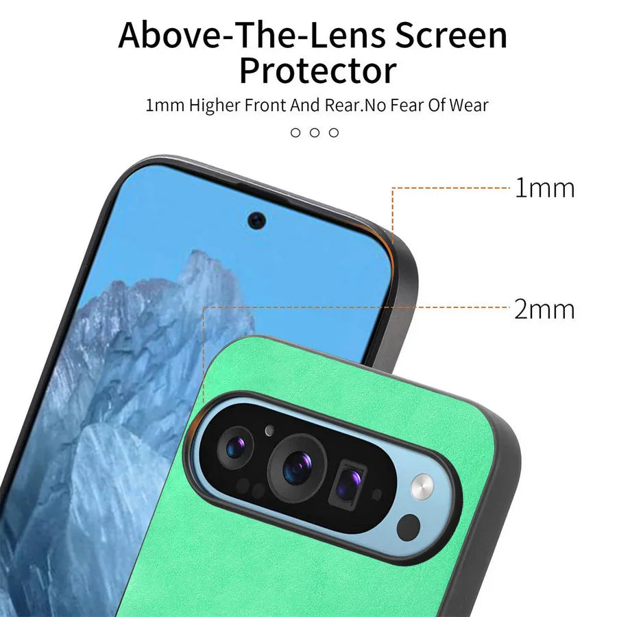 Leather MagSafe Pixel 9 , 8, 7, Case with Lens Protection & Anti-Drop Design