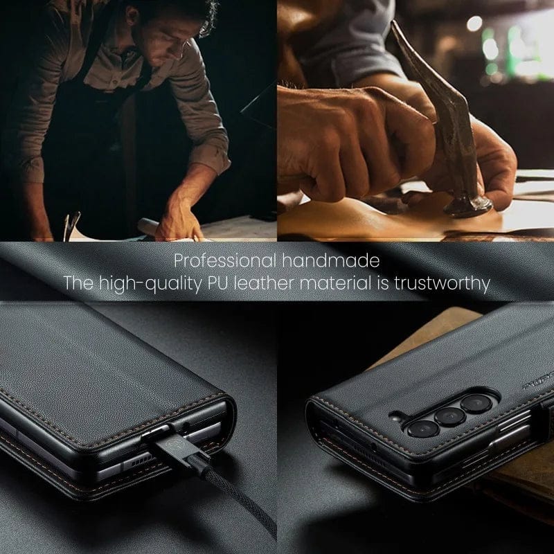 Leather Z Fold 6, 5 Slim RFID Blocking Card Holder Case