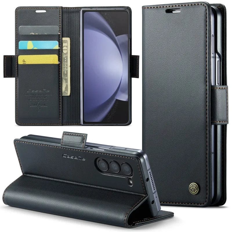 Leather Z Fold 6, 5 Slim RFID Blocking Card Holder Case