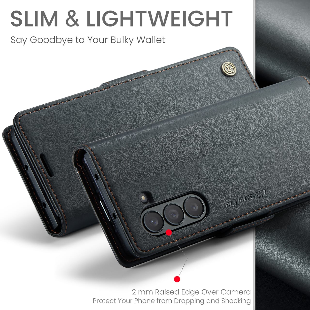 Leather Z Fold 6, 5 Slim RFID Blocking Card Holder Case