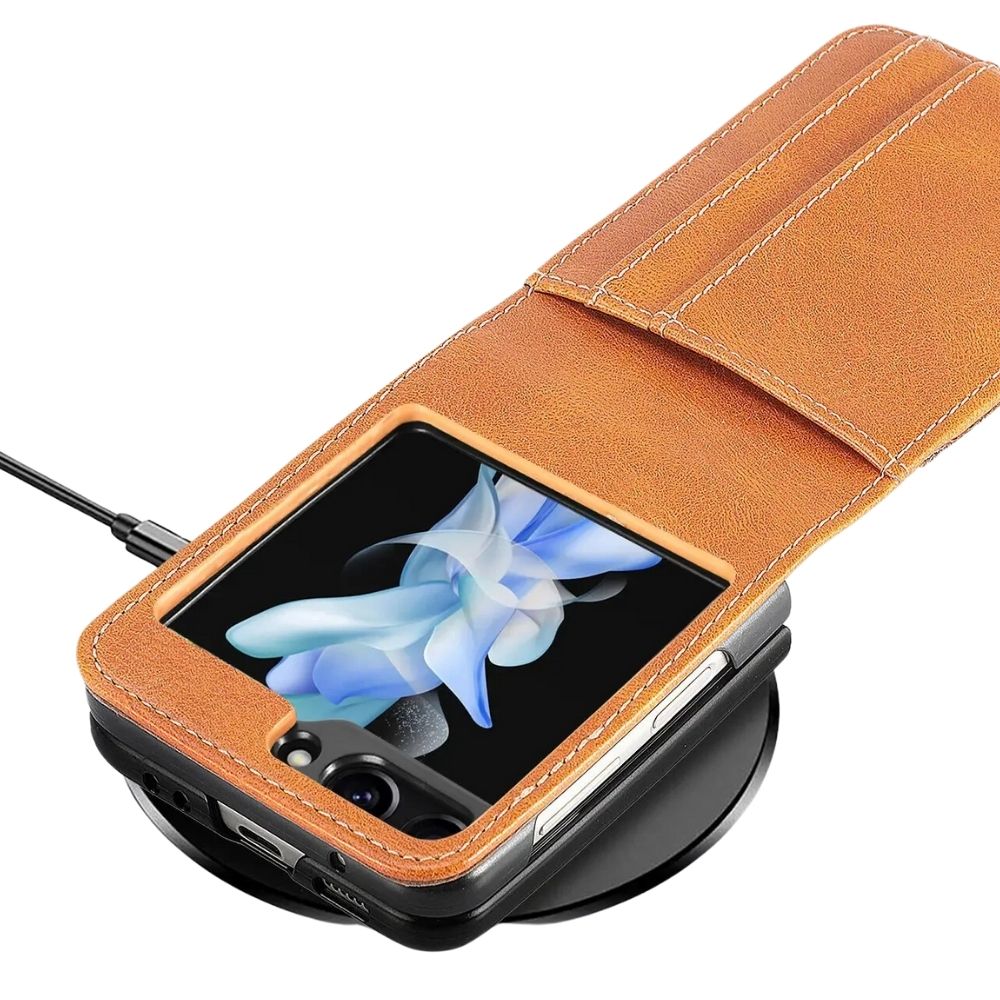Shockproof Z Flip 6, 5 wallet Leather Case