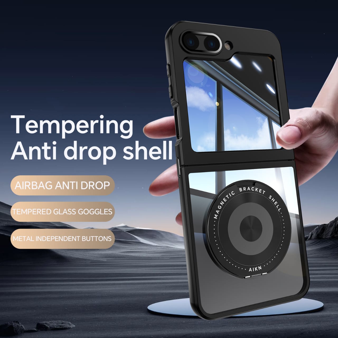 MagFlex Z Flip 6 – Magnetic Metal Case with Kickstand, Screen Protection & MagSafe
