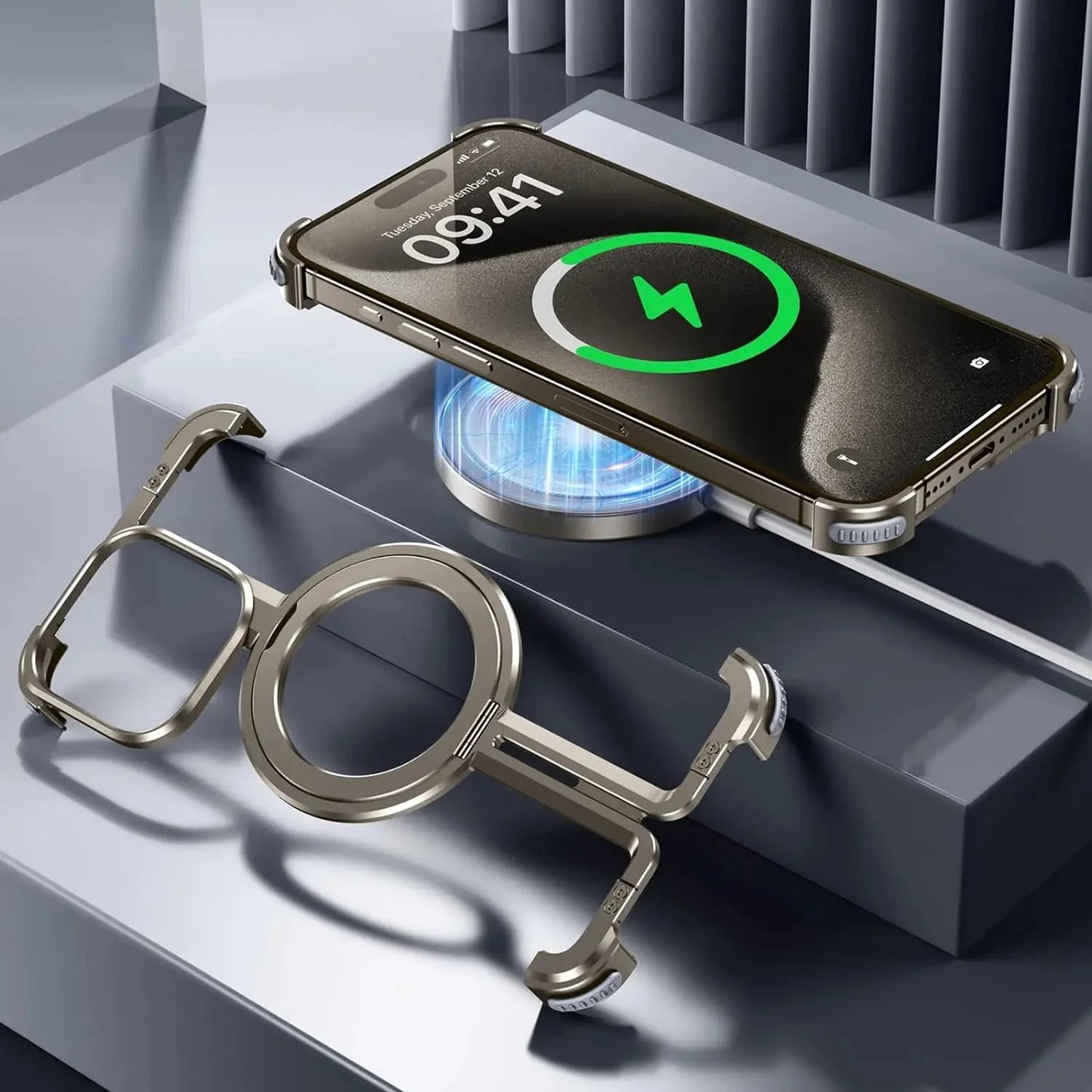 TitanGuard Frameless Titanium MagSafe, Shock Absorption Case for iPhone