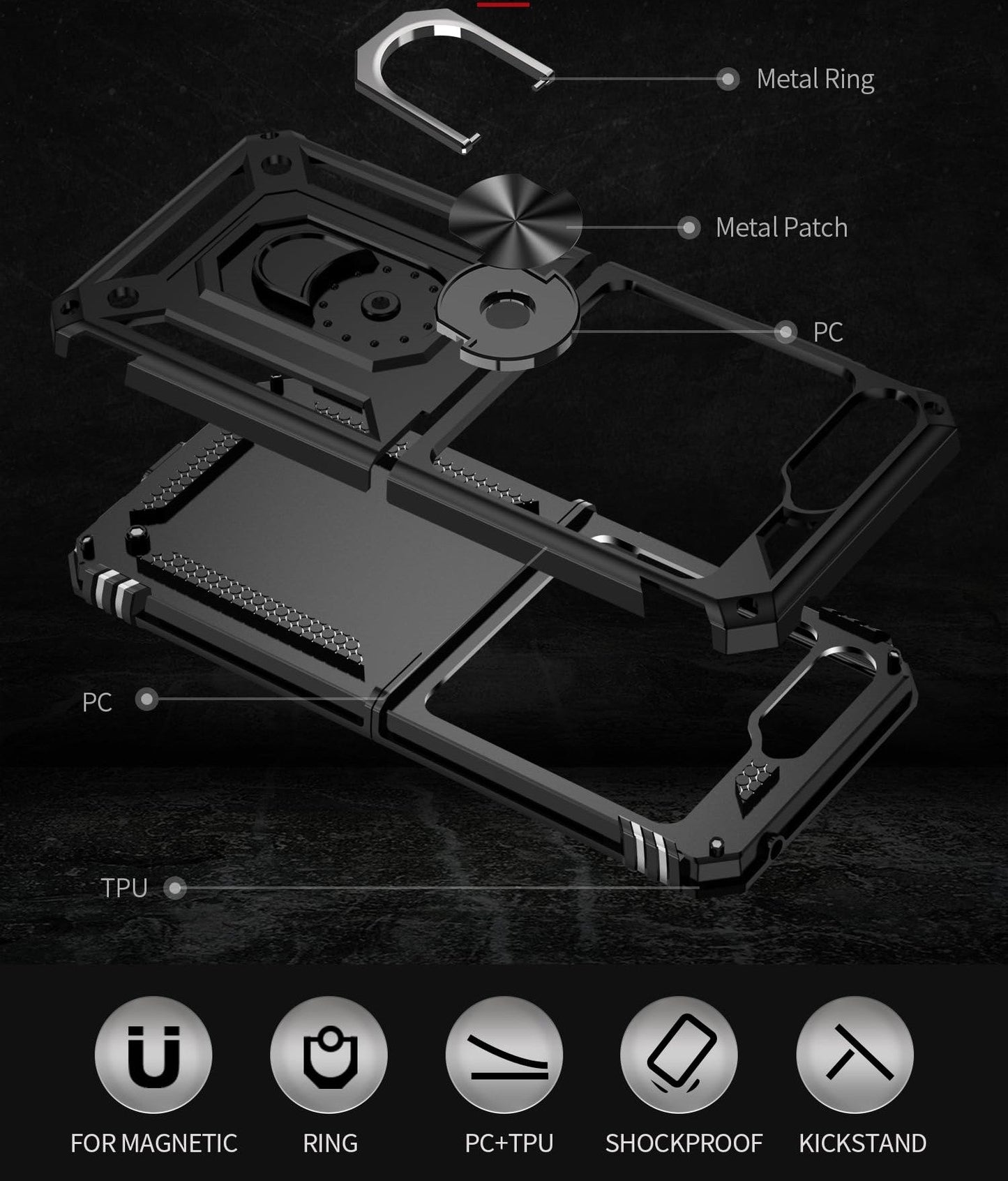 Armor 360° Z Flip 6, 5 Magnetic Ring Case