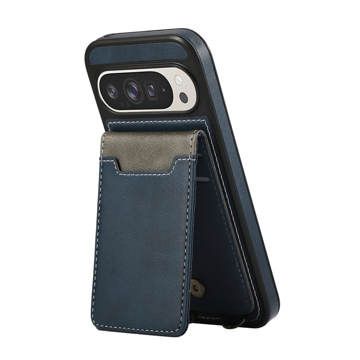 Leather Card Holder Pixel 9, 8 Case with Kickstand & Lanyard