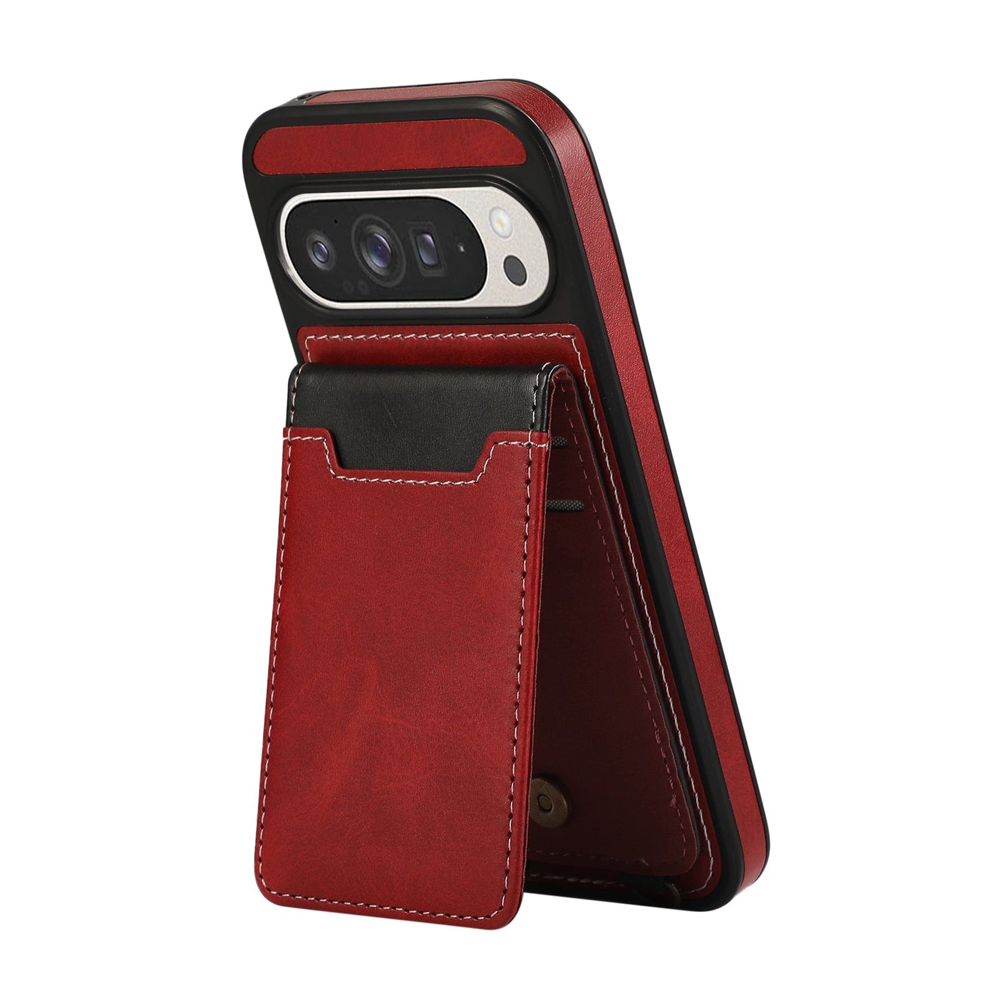 Leather Card Holder Pixel 9, 8 Case with Kickstand & Lanyard