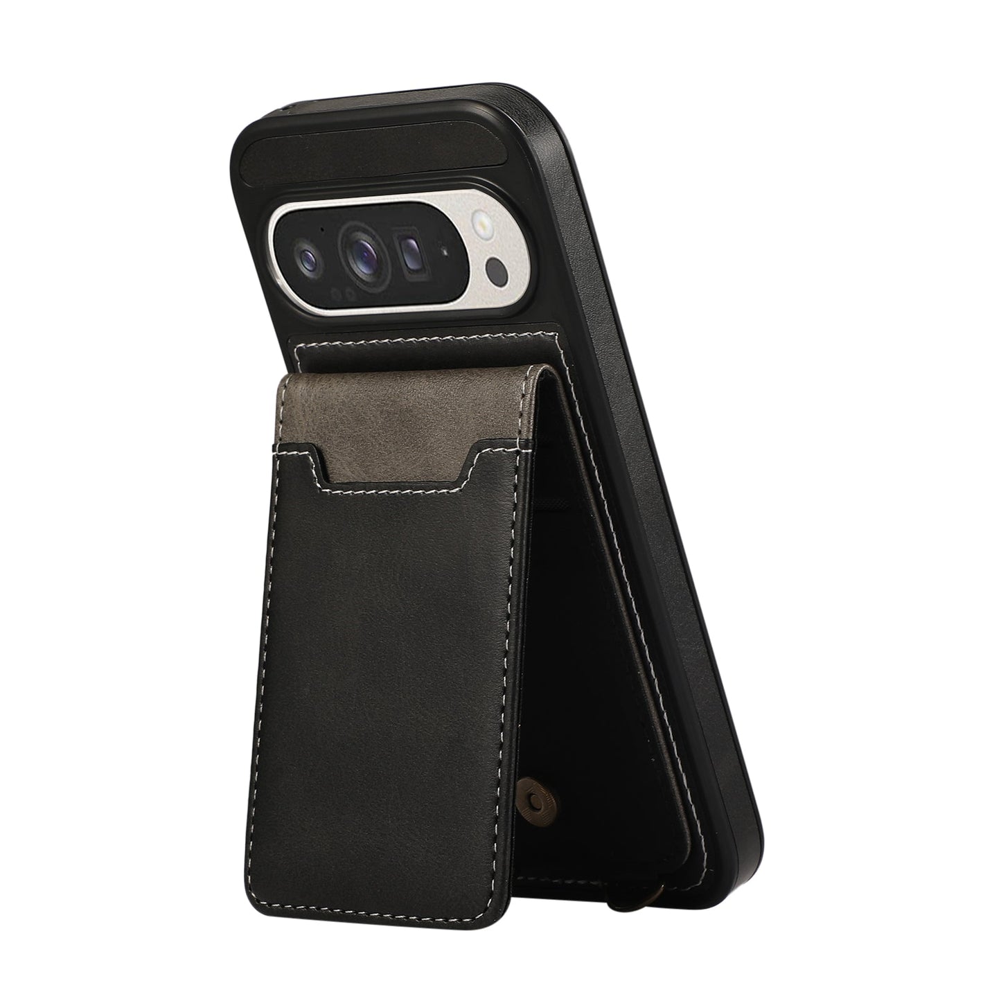 Leather Card Holder Pixel 9, 8 Case with Kickstand & Lanyard