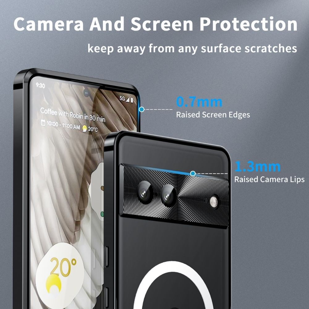 Magnetic Transparent Pixel 9, 8 Series Shockproof Case with Metal Armor & MagSafe