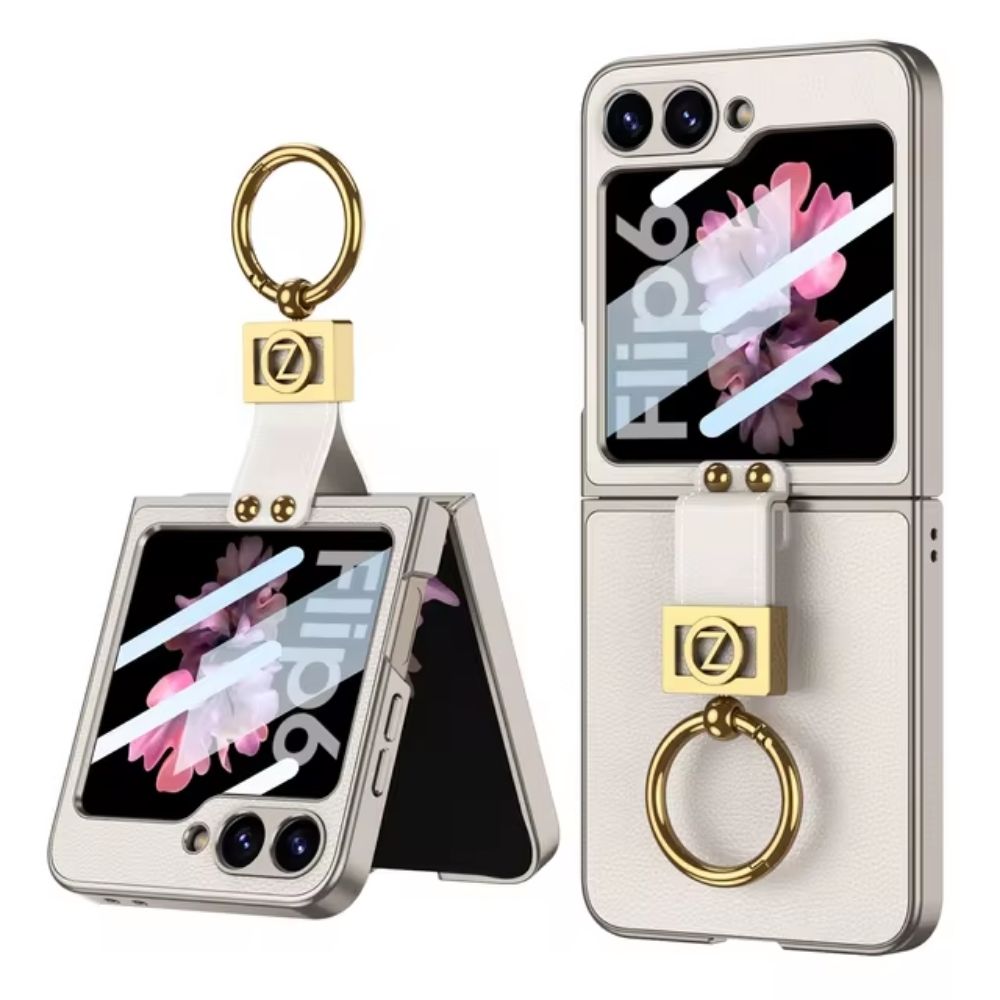 Leather 360° Z Flip 6, 5 Ring kickstand Screen Protector