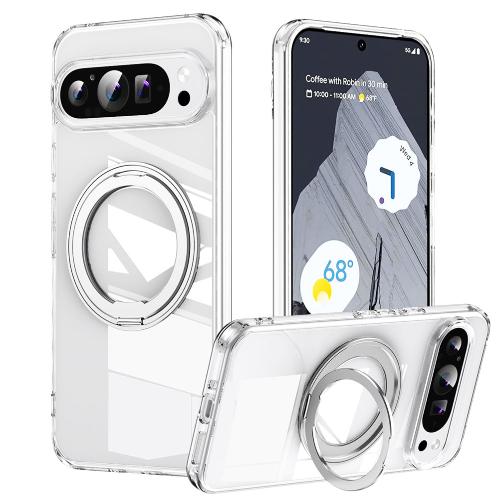 Clear Magnetic Pixel 9, 8 Case with Ring Stand & Military-Grade Protection